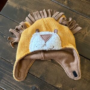 Yellow and Brown Lion Knit Hat for Kids